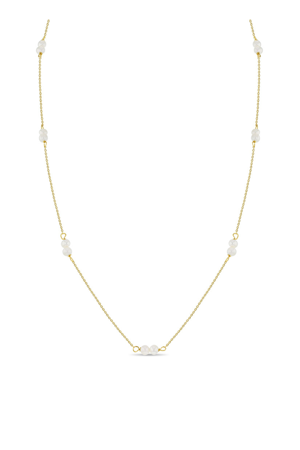 Collar Oro Amarillo 14k y perlas dobles freshwater 3mm