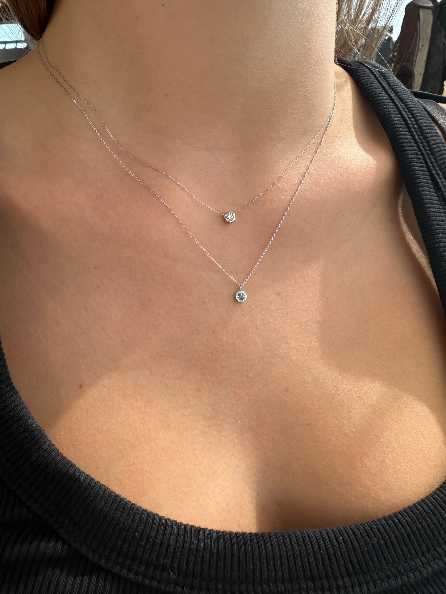 Collar Aguamarina con Halo de Diamantes