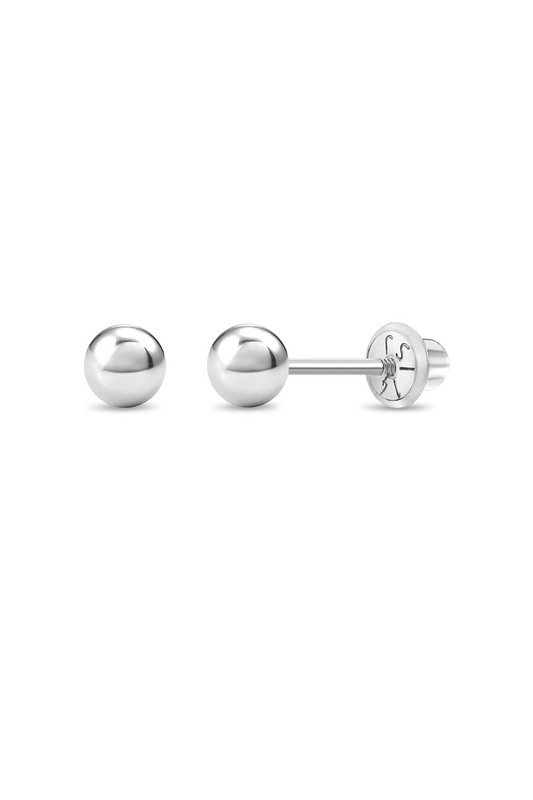 Aros clásicos bolita de oro blanco