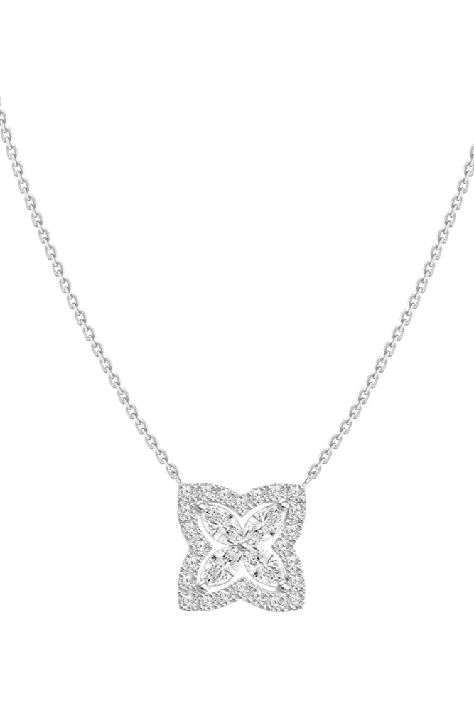 Collar Flor Diamantes Navette