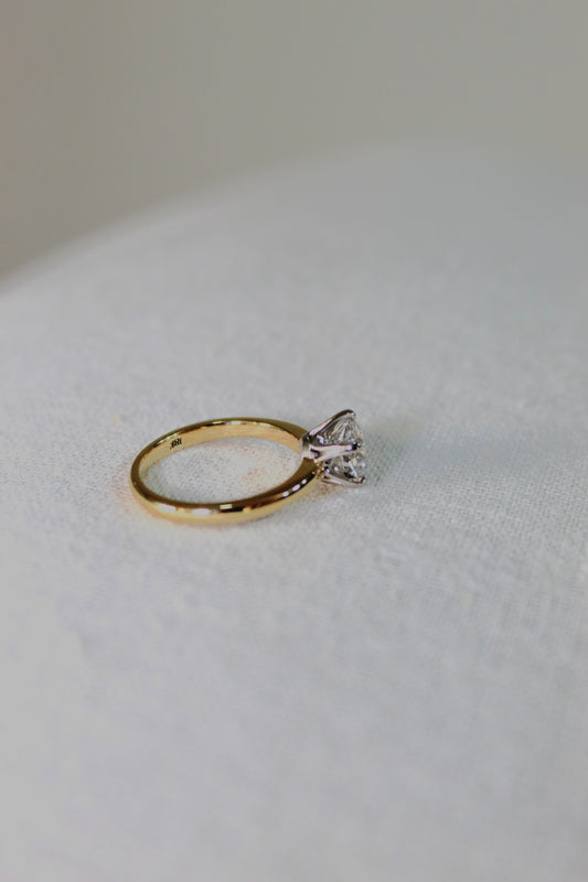 Anillo Solitario Oro y Platino
