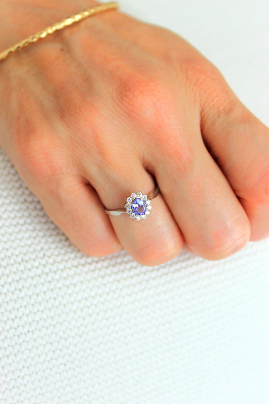 Anillo Tanzanita y Diamantes