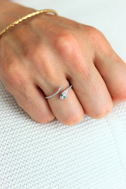 Anillo Snake Diamantes y Esmeralda