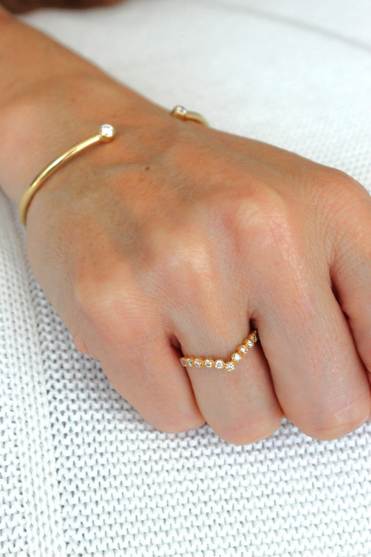 Anillo V Bisel Rulet Diamantes 0.30ct