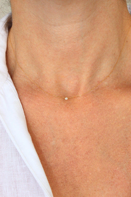 Collar Punto de Luz Diamante 0.10ct Invisible