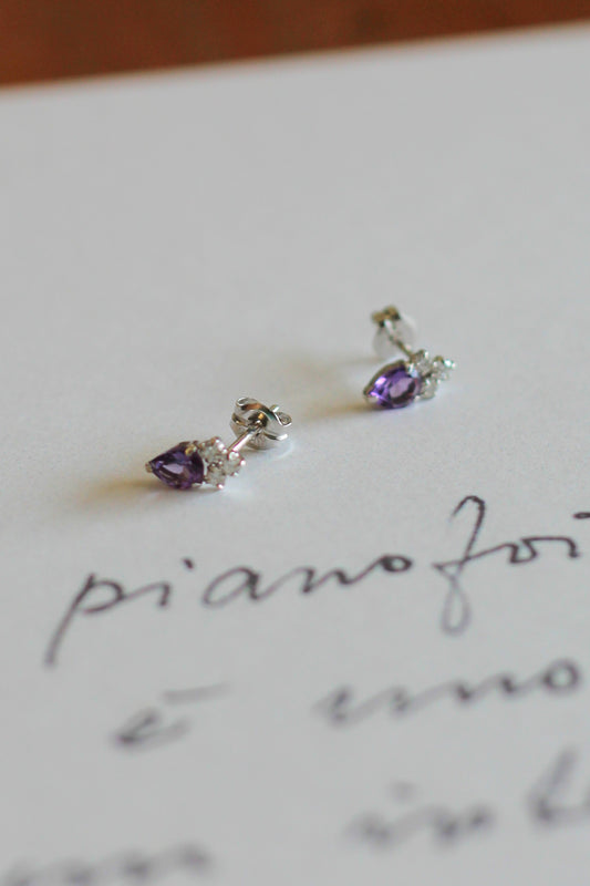 Aros Amatista y Diamantes 18K
