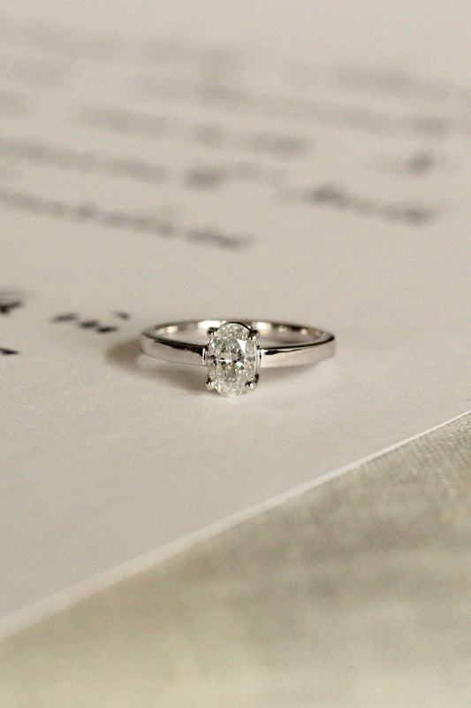 Anillo Solitario Diamante Oval
