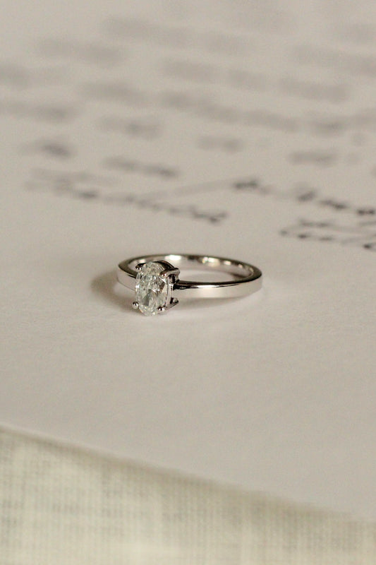 Anillo Solitario Diamante Oval