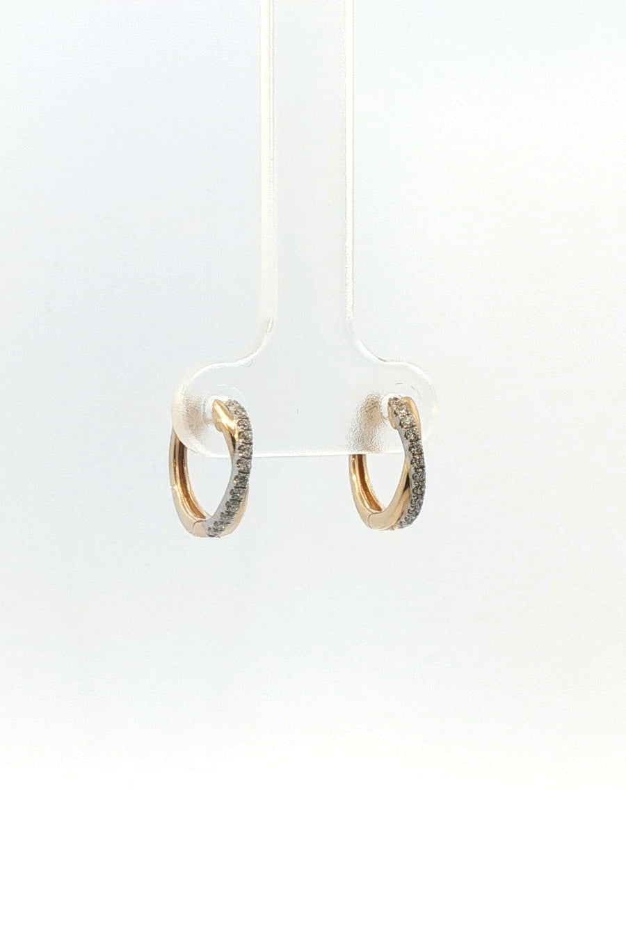 Aros Argolla Bi-Color Oro y Diamantes