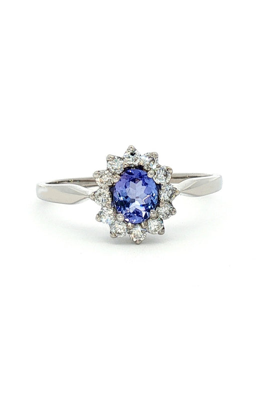 Anillo Tanzanita y Diamantes