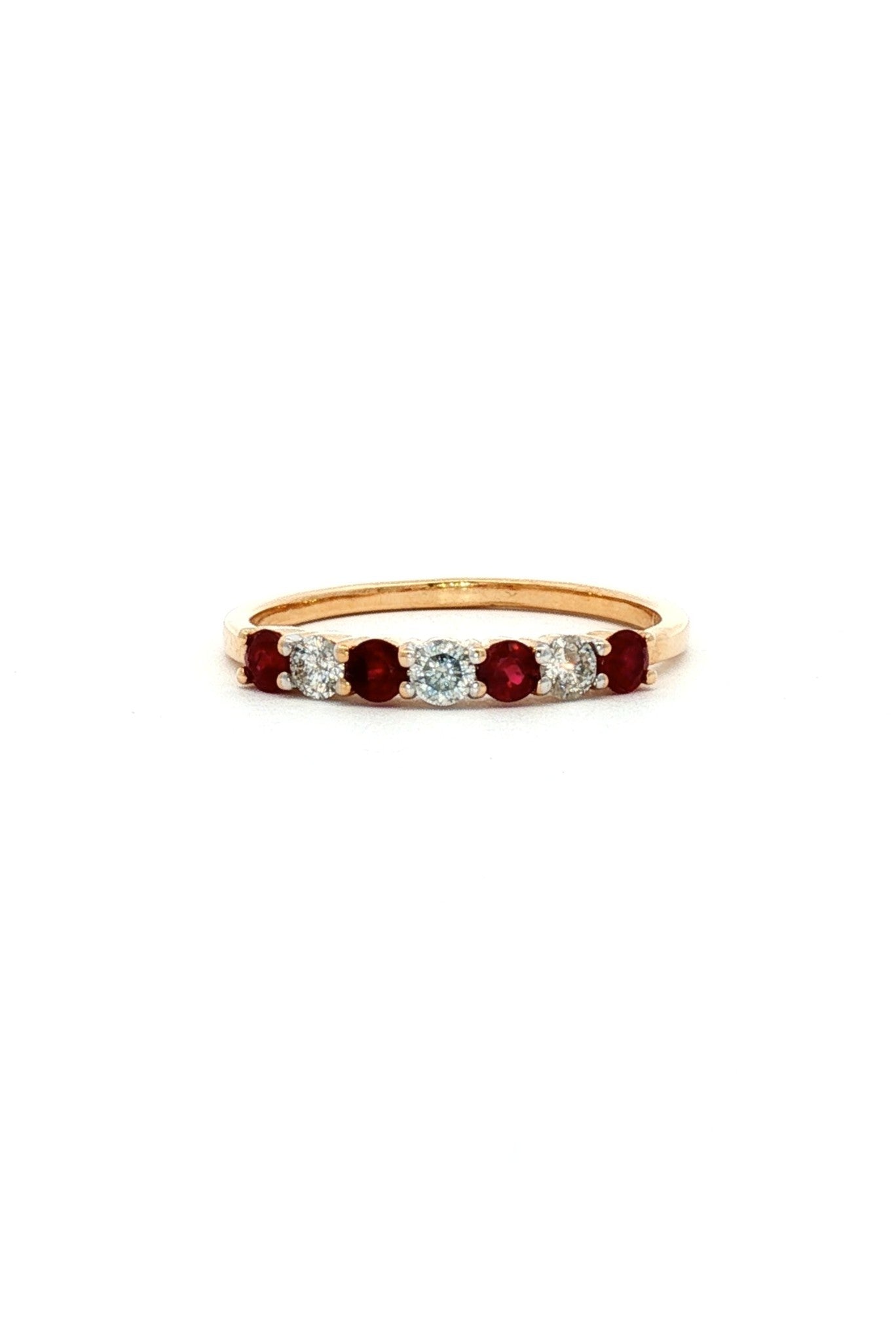 Anillo Cintillo Rubies y Diamantes