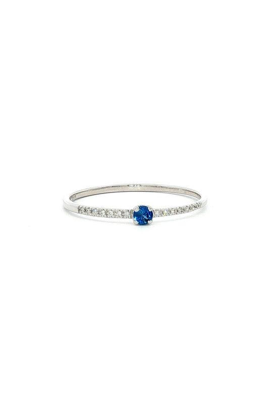 Anillo Solitario Zafiro y Diamantes Mini