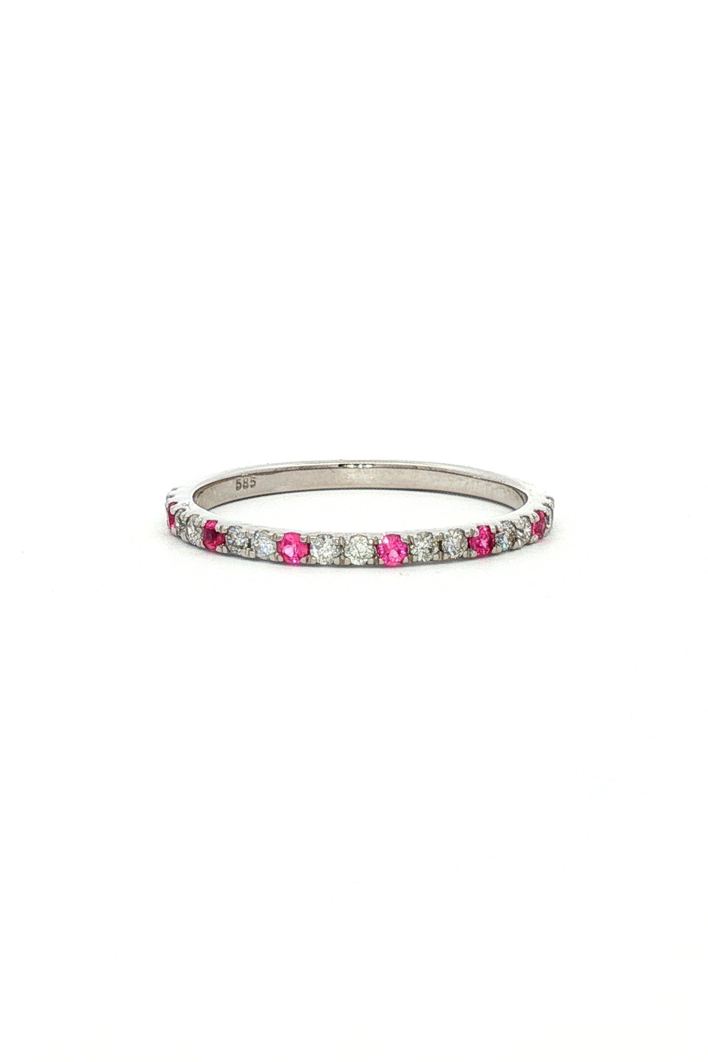 Anillo Cintillo Rubies y Diamante