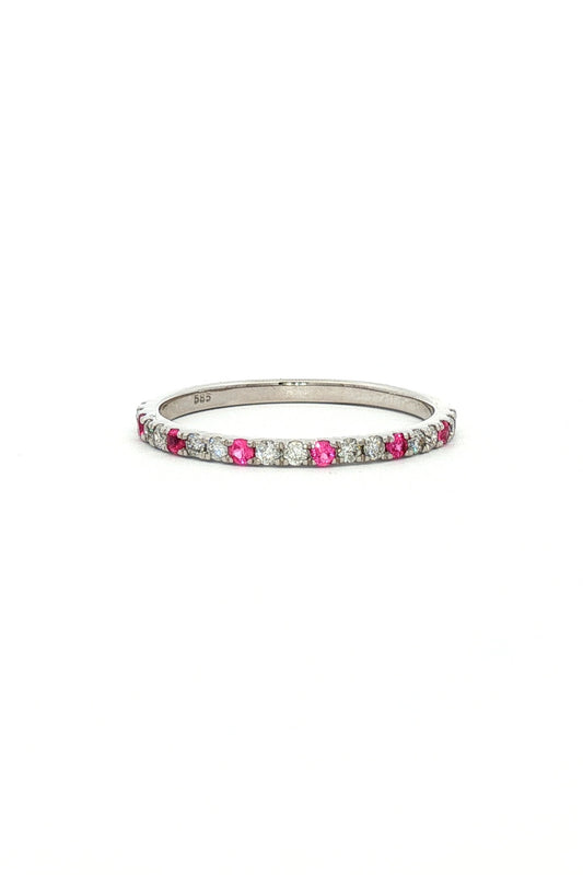 Anillo Cintillo Rubies y Diamante