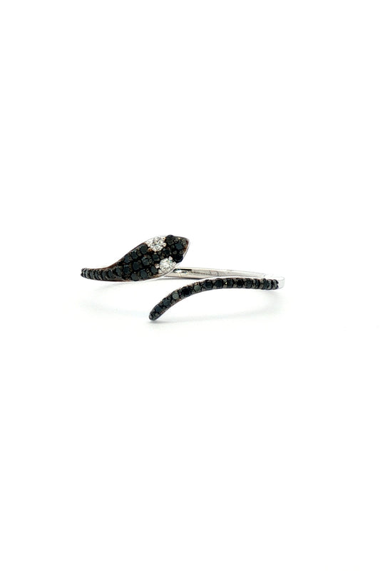 Anillo Snake Diamantes Negros y Blancos