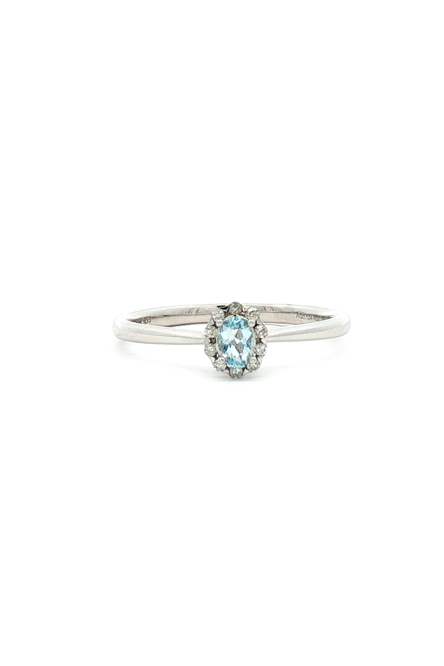 Anillo Aguamarina y Halo de Diamantes