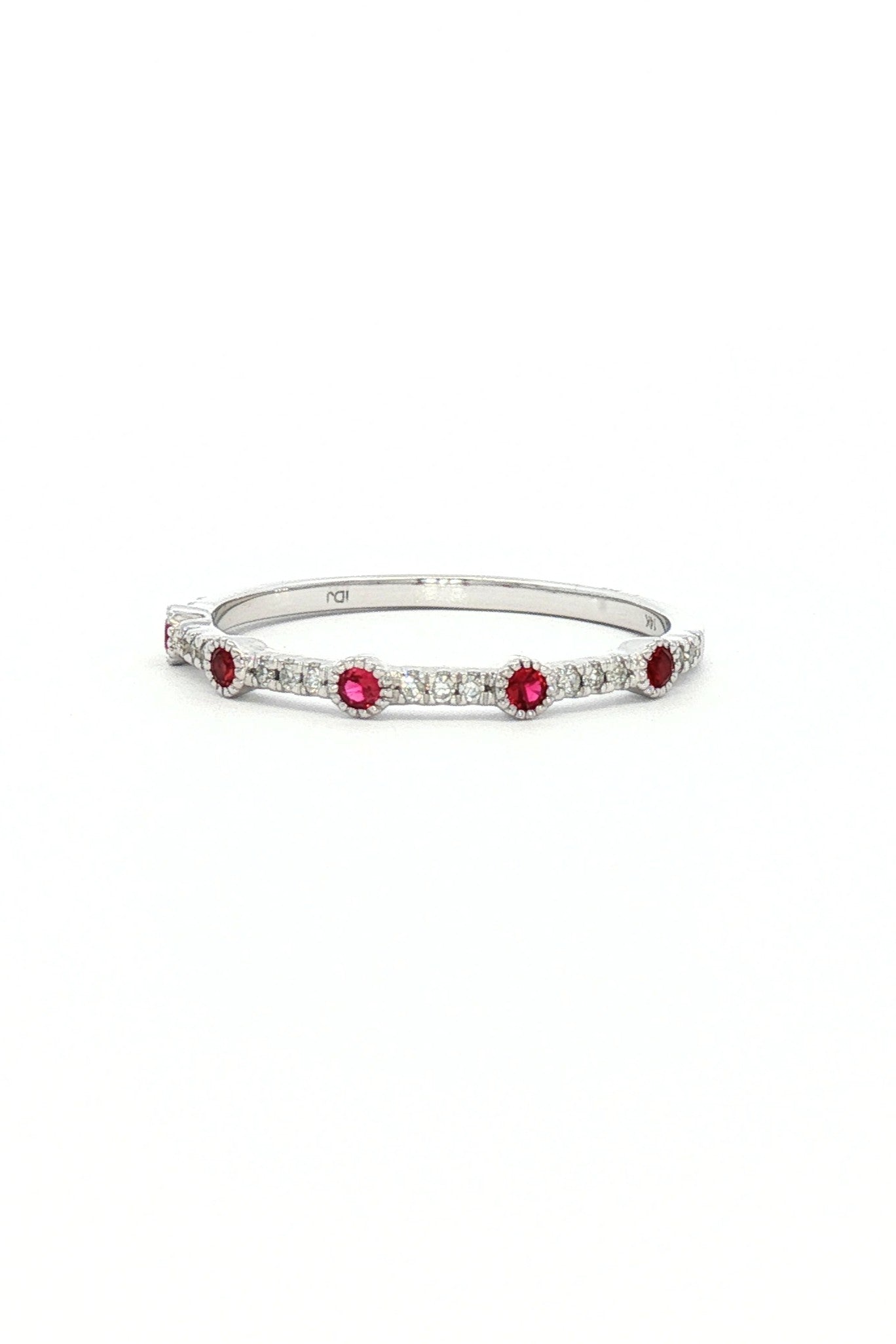 Anillo Cintillo Diamantes y Rubíes