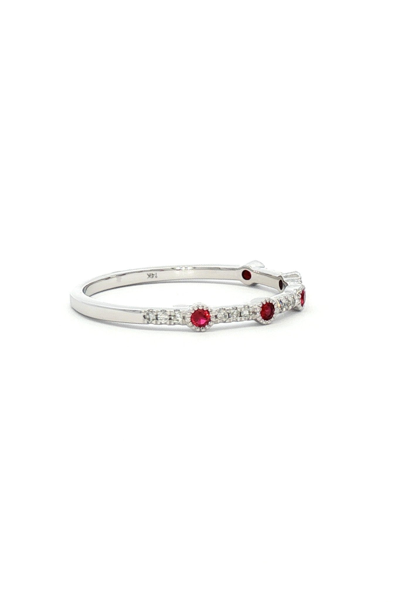 Anillo Cintillo Diamantes y Rubíes