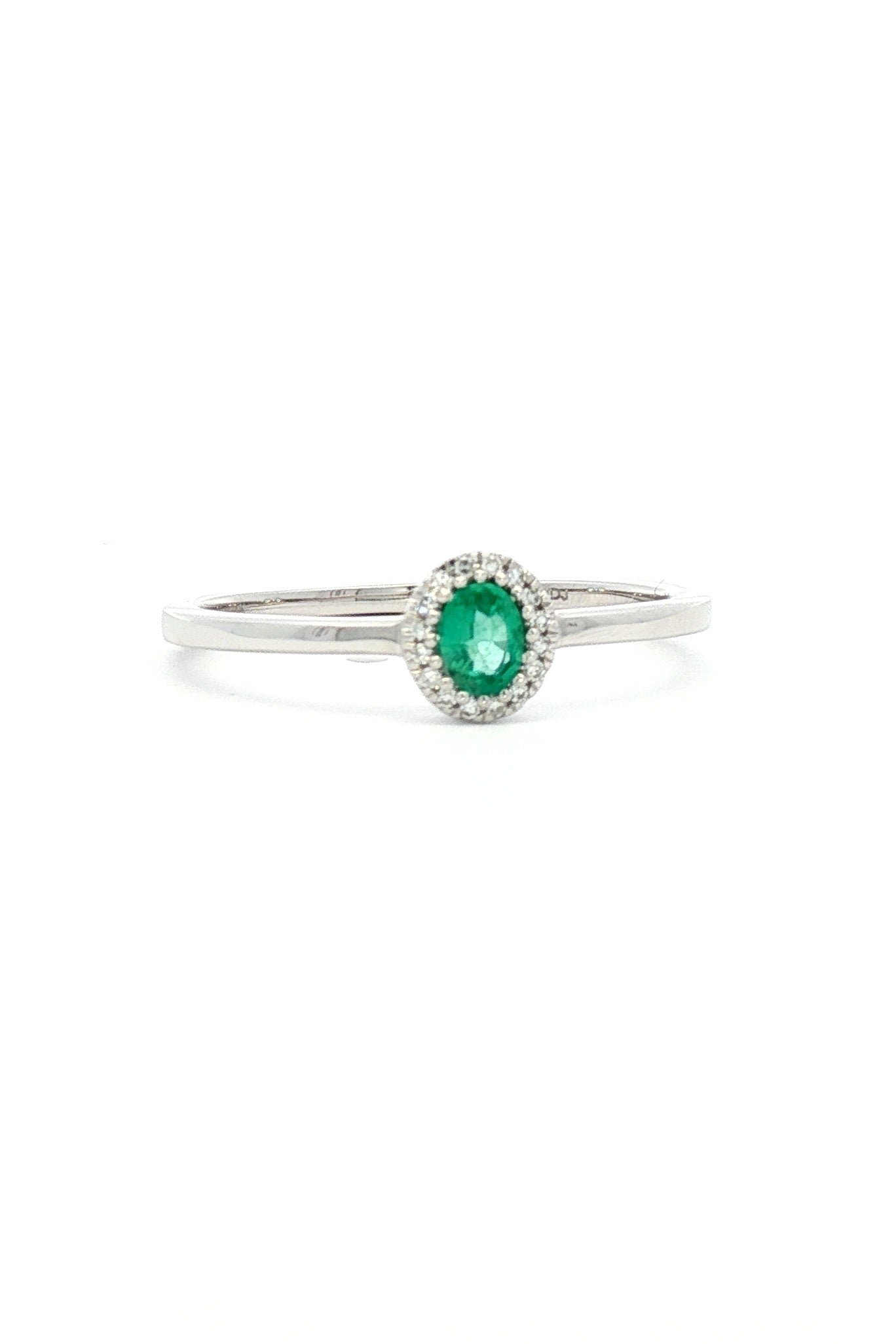Anillo Solitario Esmeralda Halo Diamantes