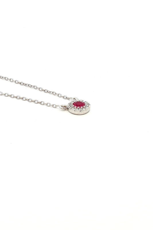 Collar Rubí Halo de Diamantes