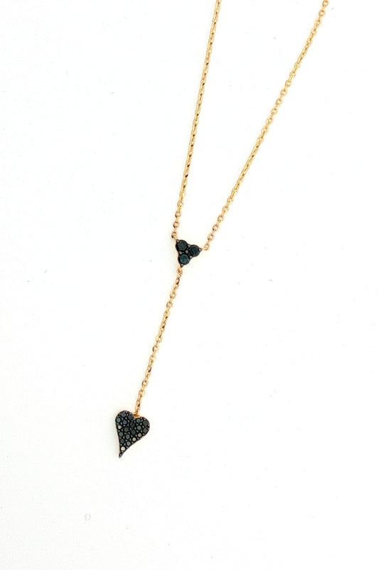 Collar Corazón Diamantes Negros