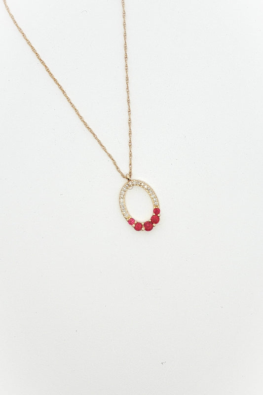 Collar Ovalo Diamantes y Rubíes