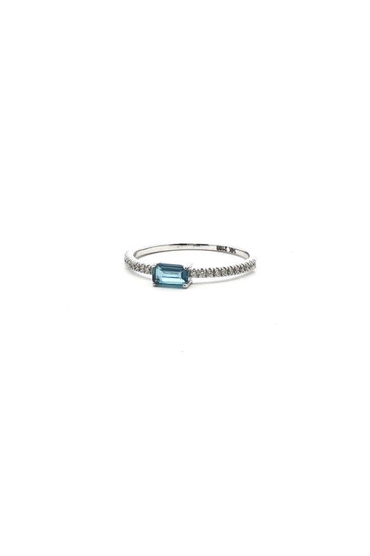 Anillo Topacio Azul y Diamantes