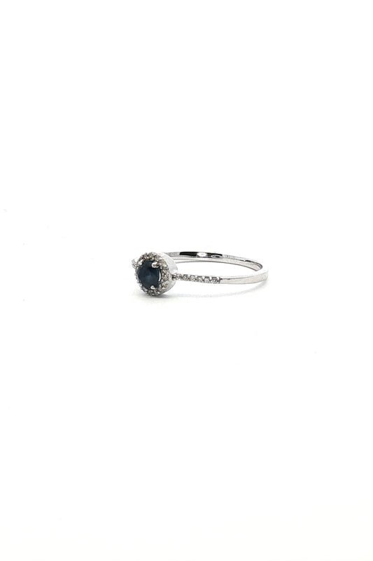 Anillo Zafiro Azul Halo Diamantes