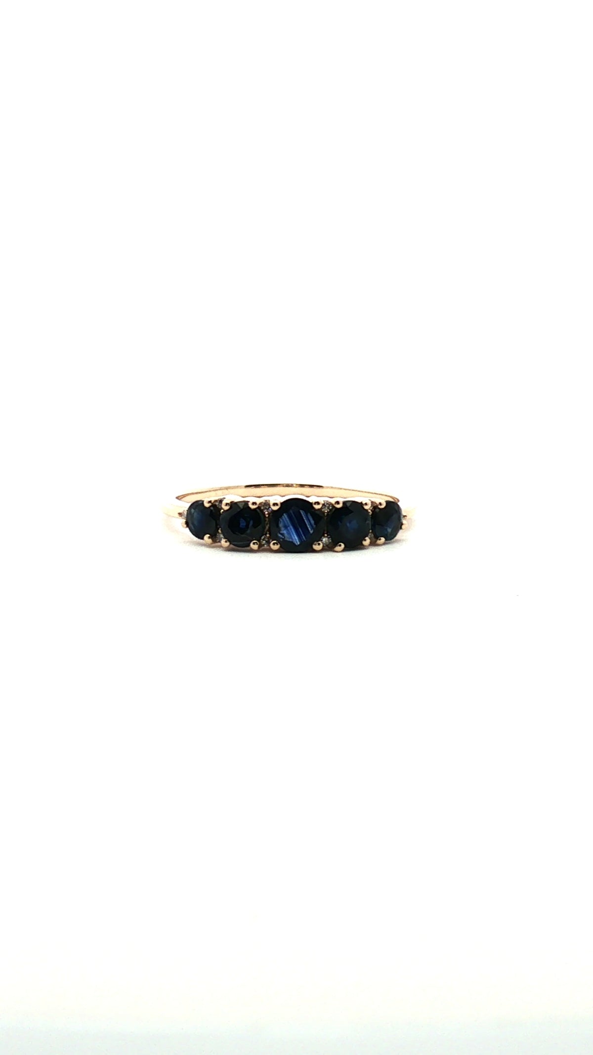 Anillo Quintillo Zafiro y Diamantes Intercalados