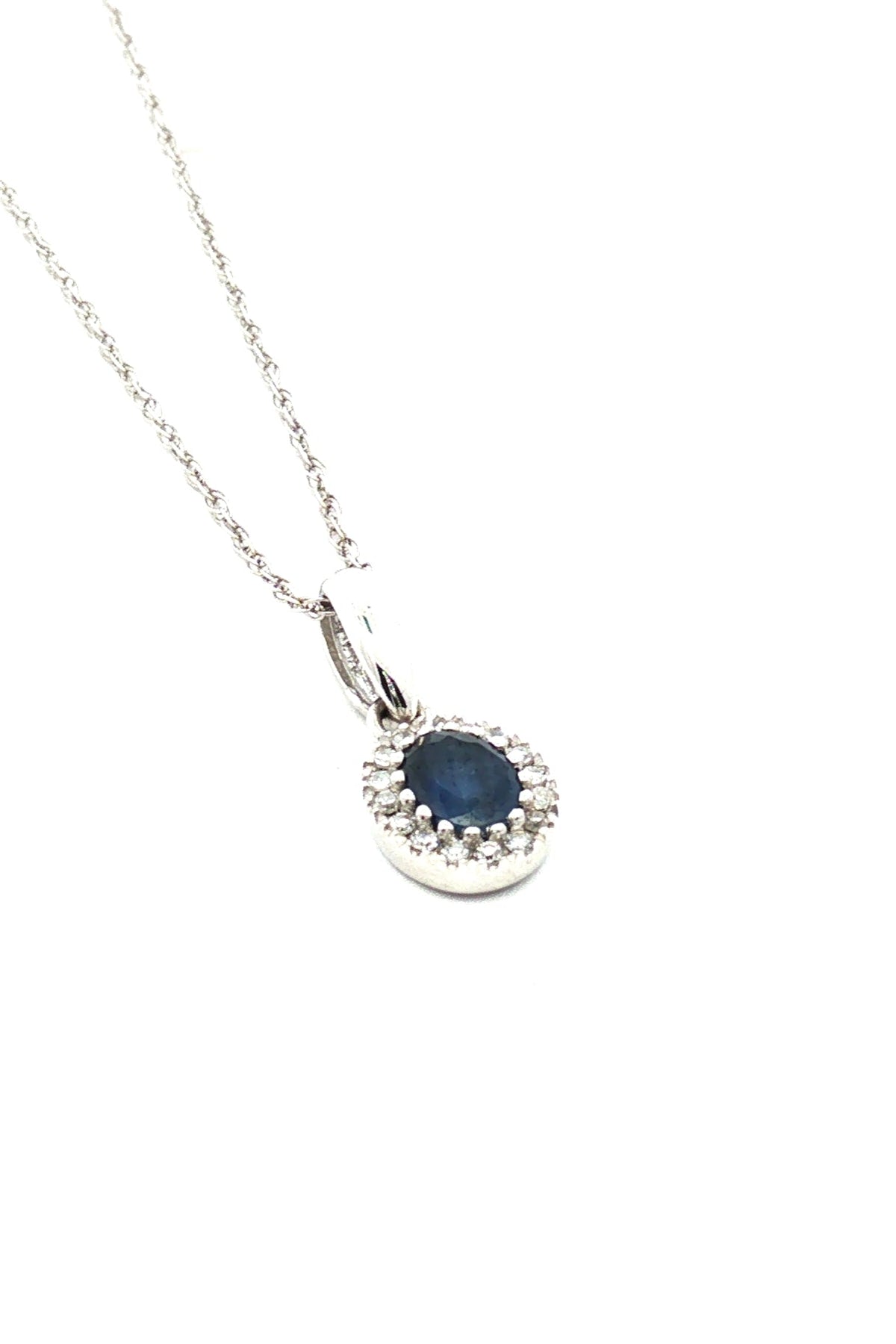 Collar Zafiro Halo Diamantes