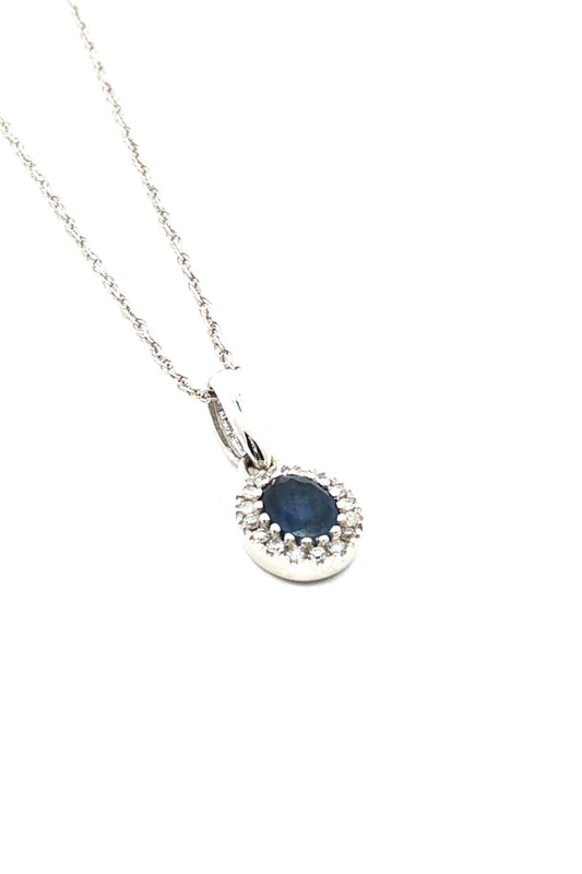 Collar Zafiro Halo Diamantes