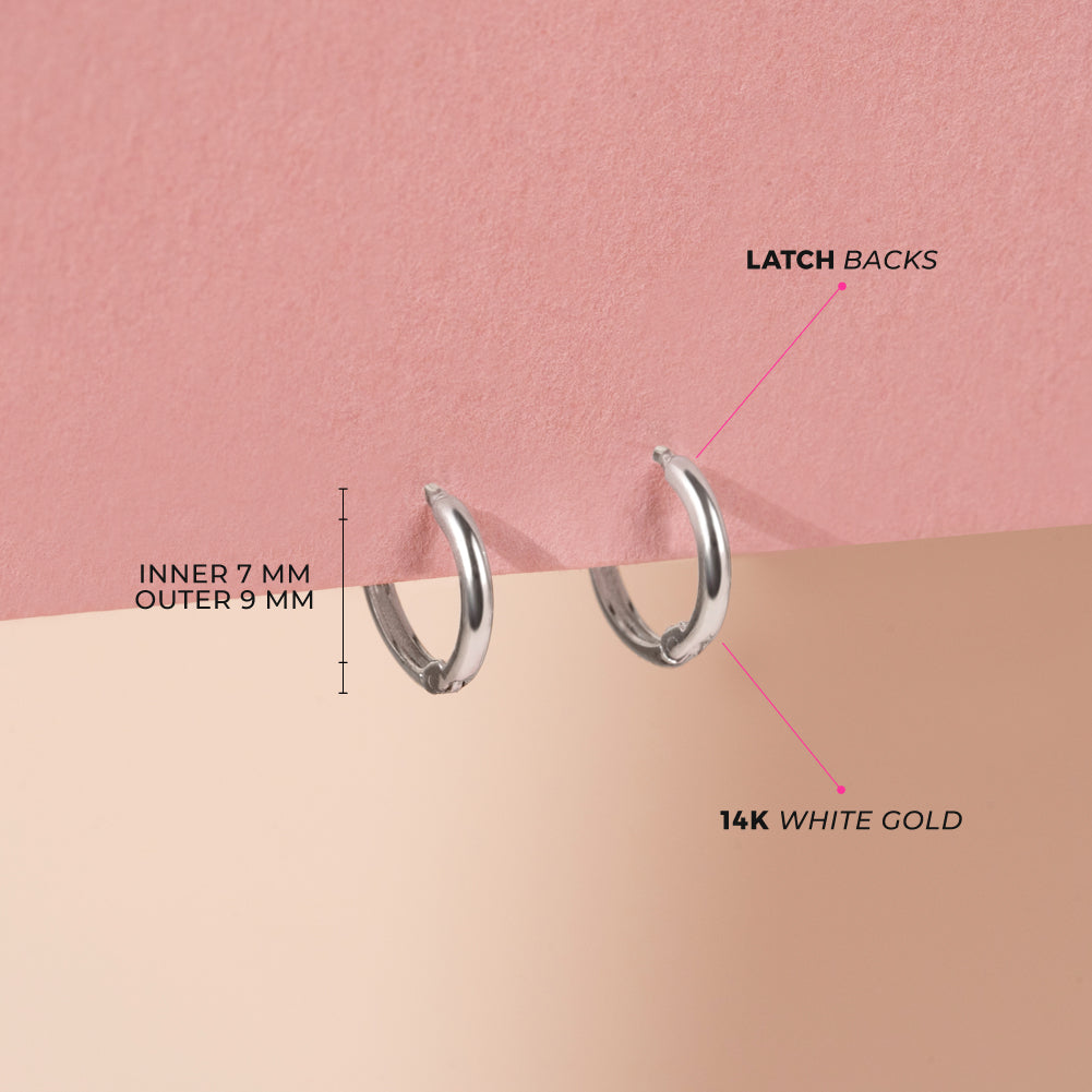 14k White Gold The Perfect Tiny Hoop 7mm