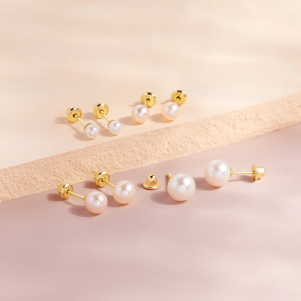 Aros de Perlas y Oro 18k 3mm