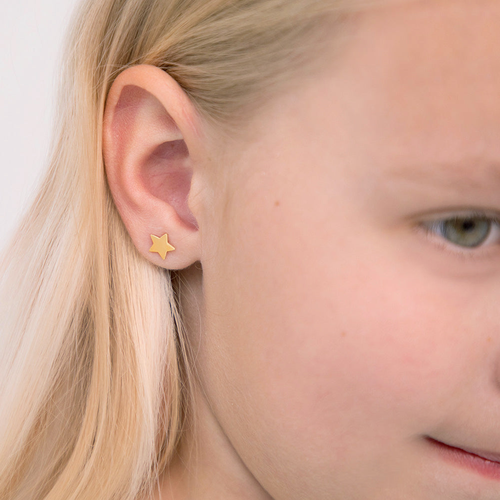 Aros Estrella Oro Amarillo 14k