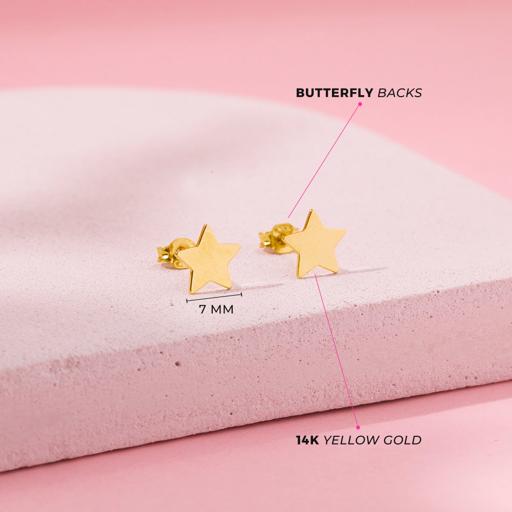 Aros Estrella Oro Amarillo 14k