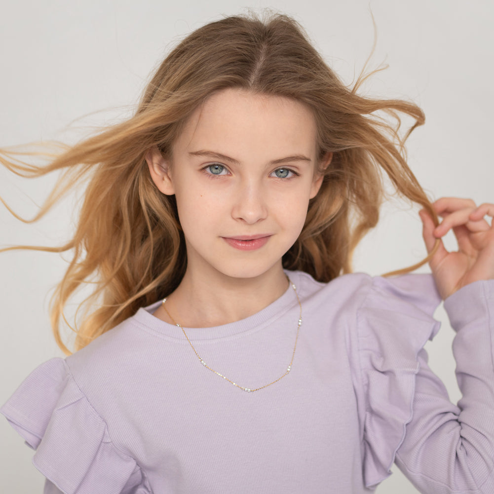 Collar Oro Amarillo 14k y perlas dobles freshwater 3mm