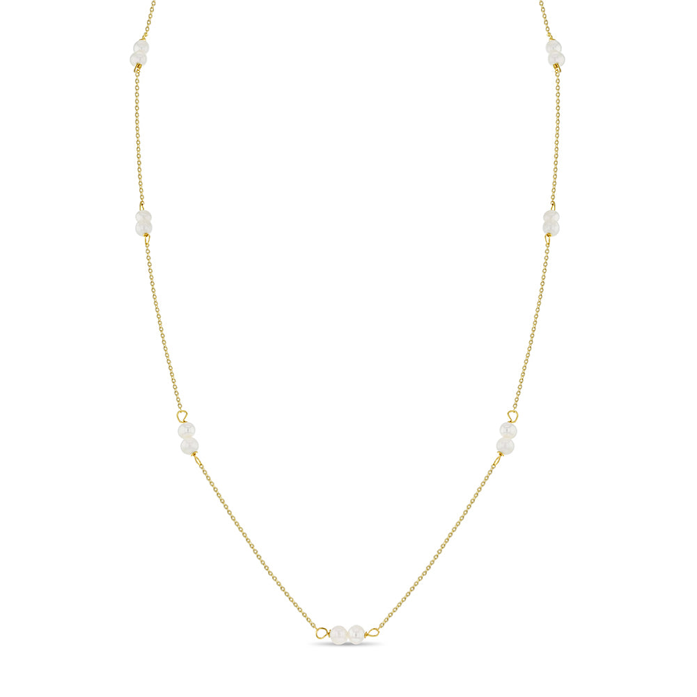 Collar Oro Amarillo 14k y perlas dobles freshwater 3mm