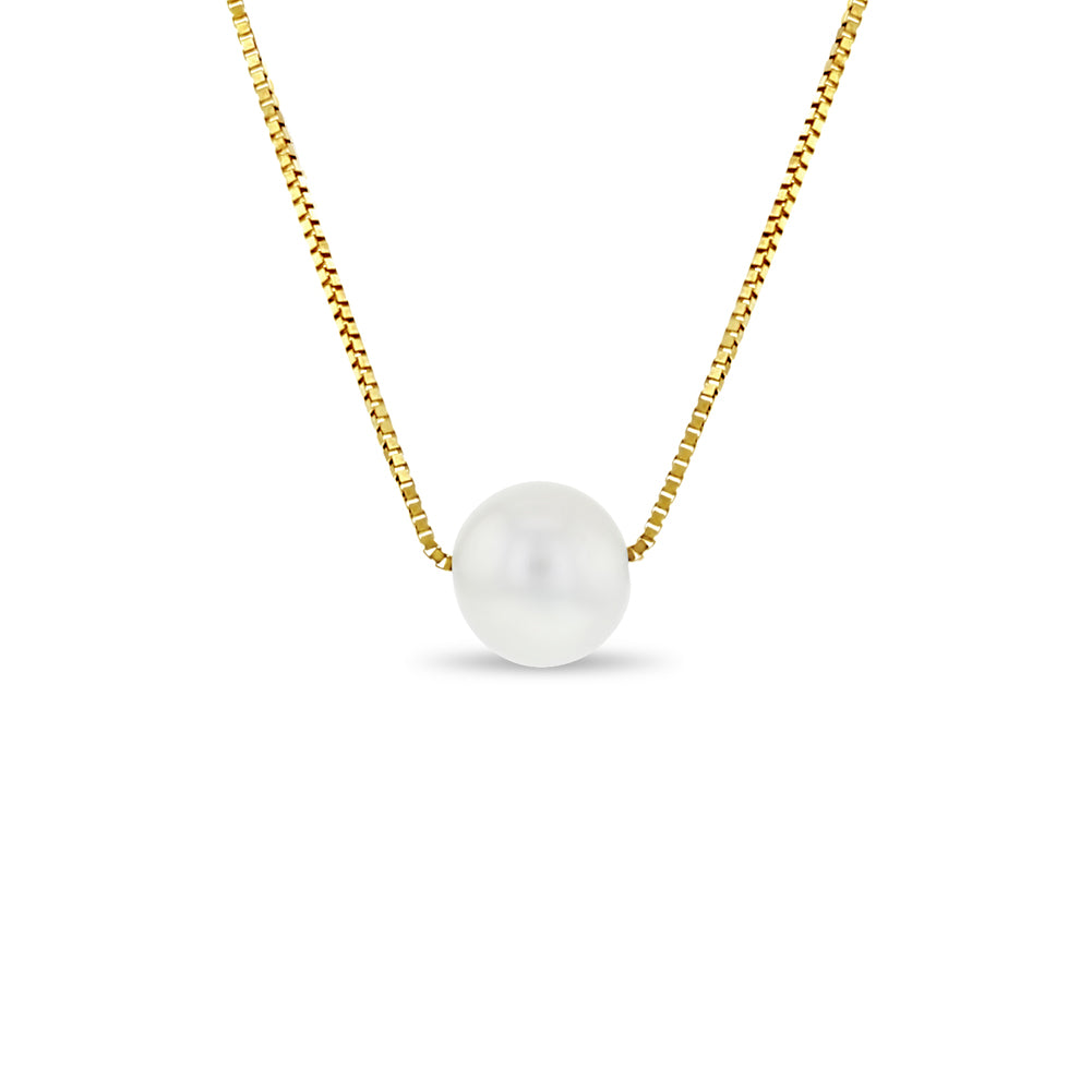 14k Gold Single 7mm Freshwater Cultured Pearl 16" Kids / Teen Pendant/Necklace