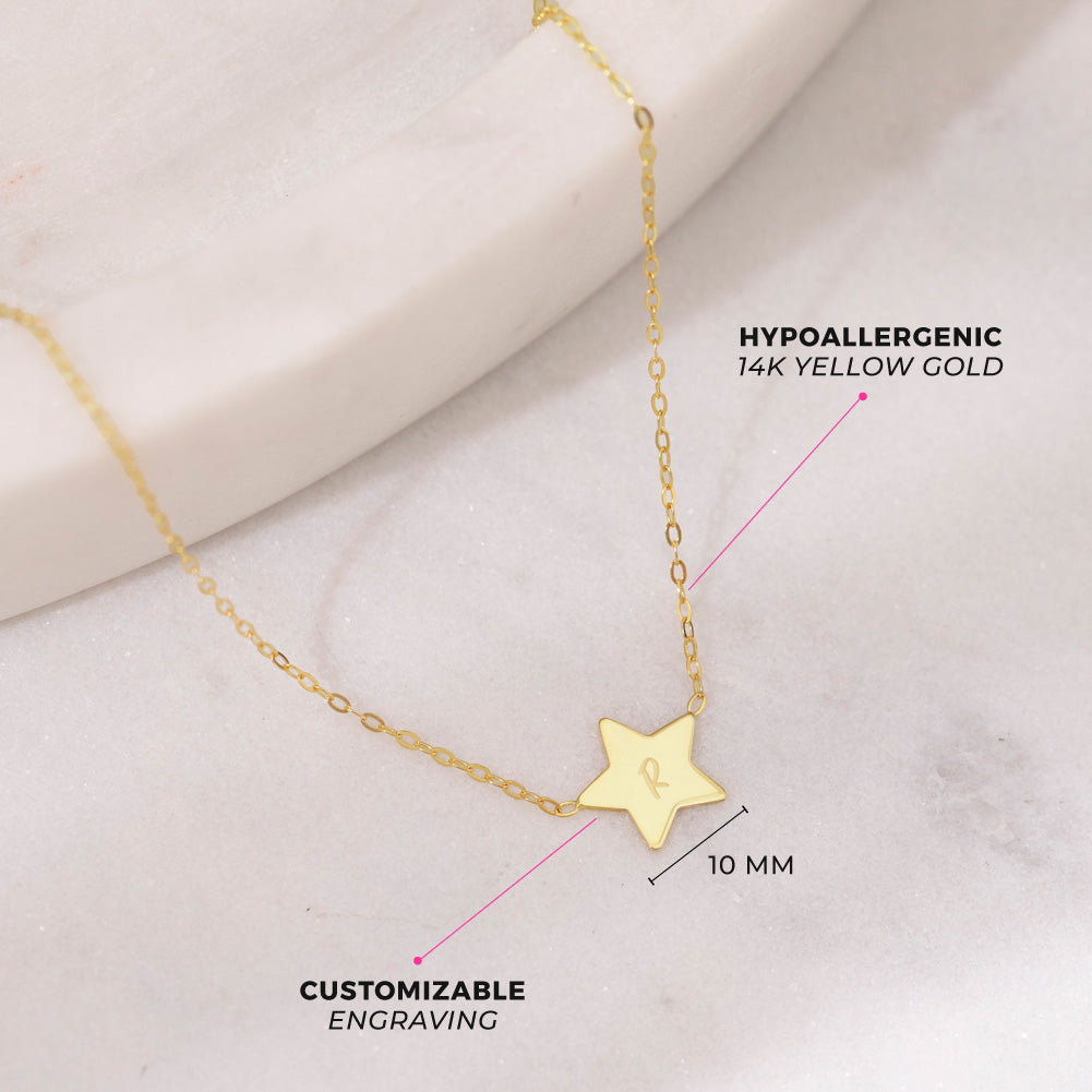 Collar estrella Oro amarillo 14k