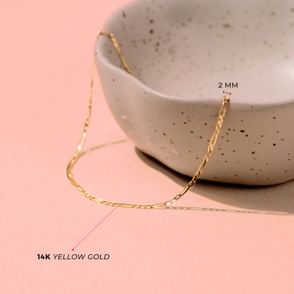 14k Gold Figaro Link 14" - 16" Baby / Toddler / Young Girls Chain - 16