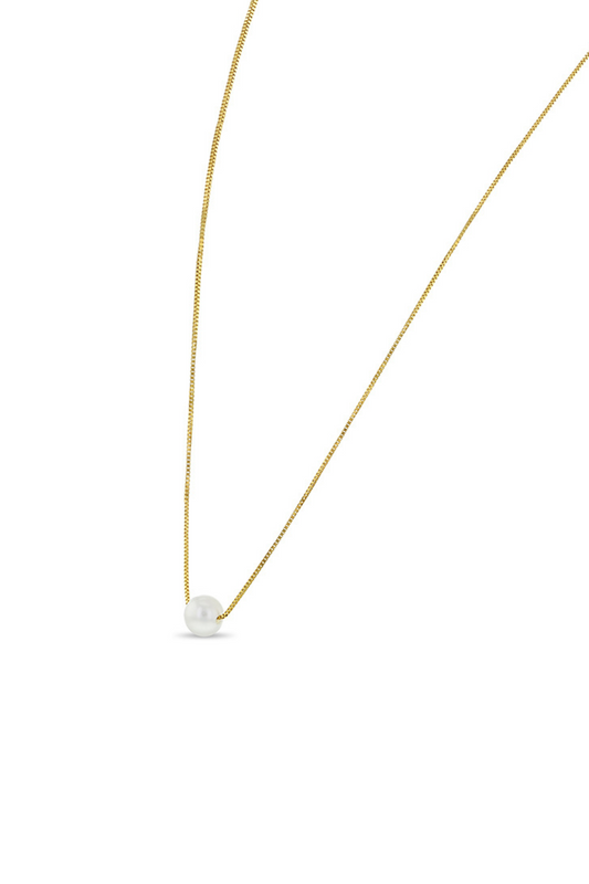 14k Gold Single 7mm Freshwater Cultured Pearl 16" Kids / Teen Pendant/Necklace