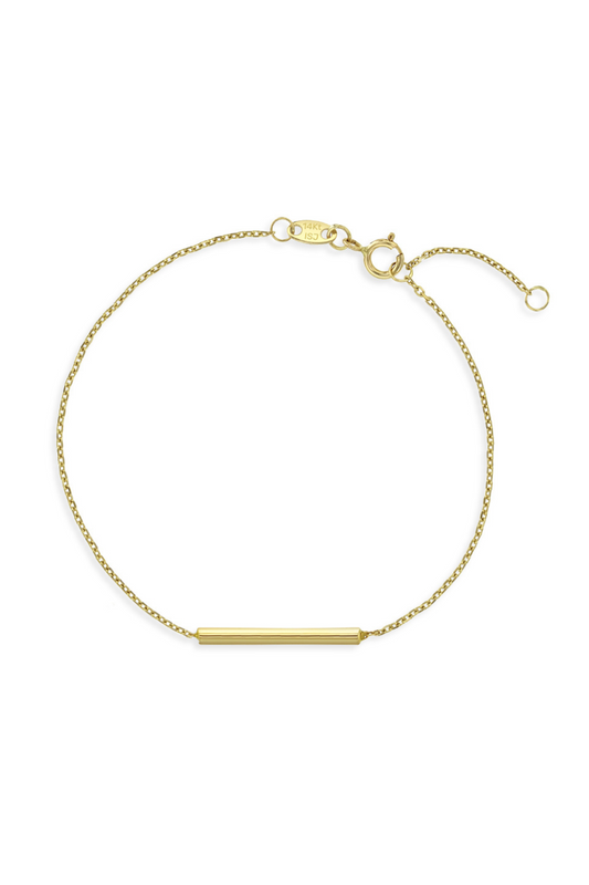14k Gold Thin Bar Women's Bracelet 6.5"-7"