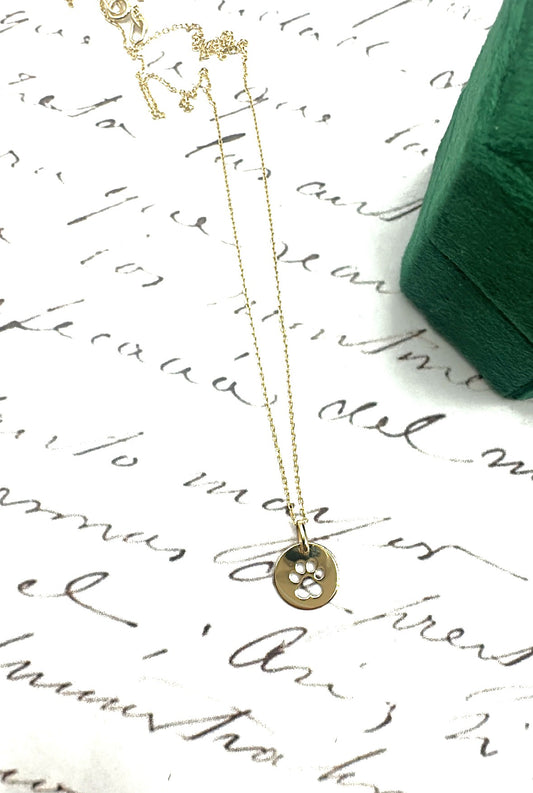 14k Gold Dog Paw Medal Women's Pendant/Necklace