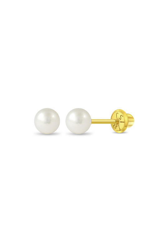 Aros de Perlas y Oro 18k 4mm