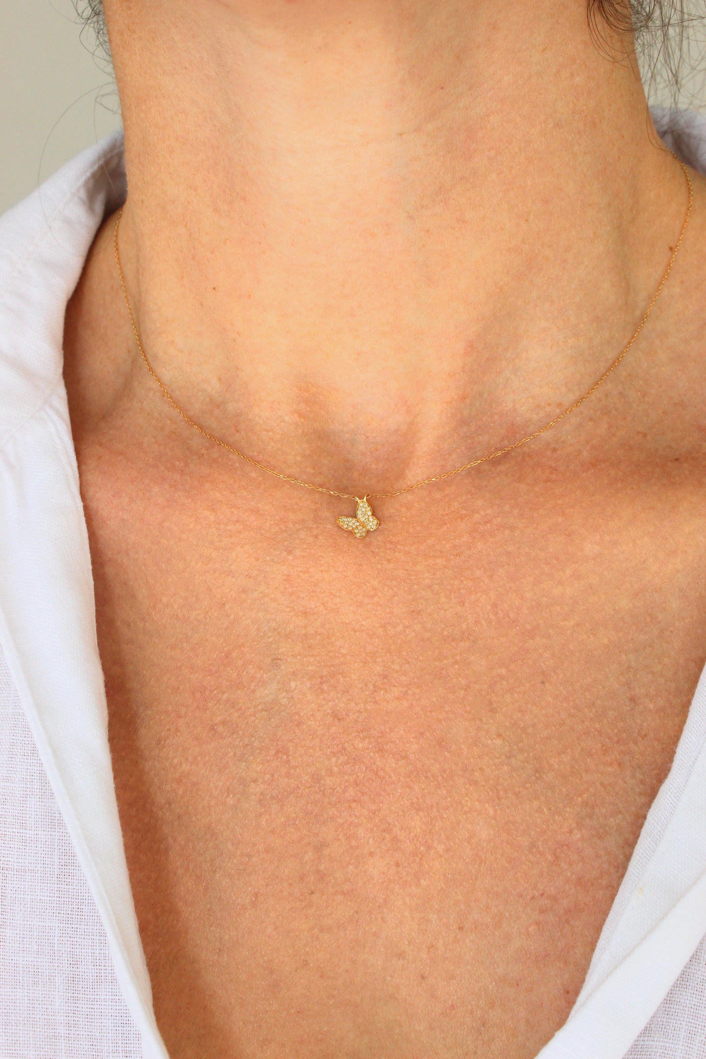 Collar Mariposa Flotante Diamantes
