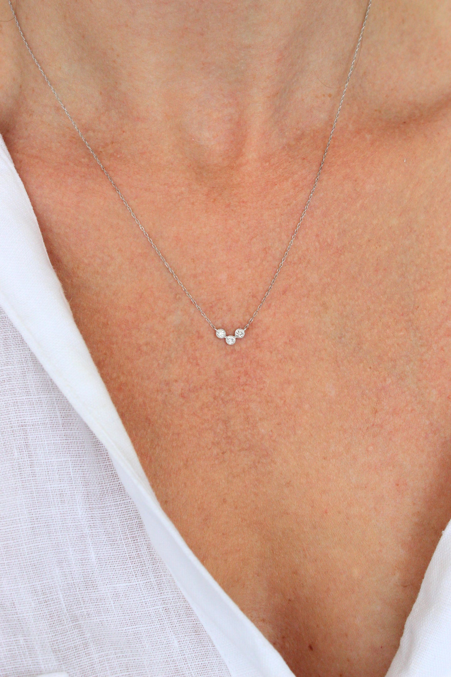 Collar 3 Diamantes Bisel Ruleteado