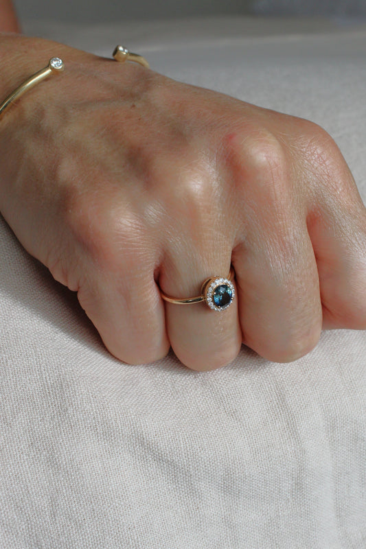 Anillo Lady Di Zafiro Bicolor y Diamantes