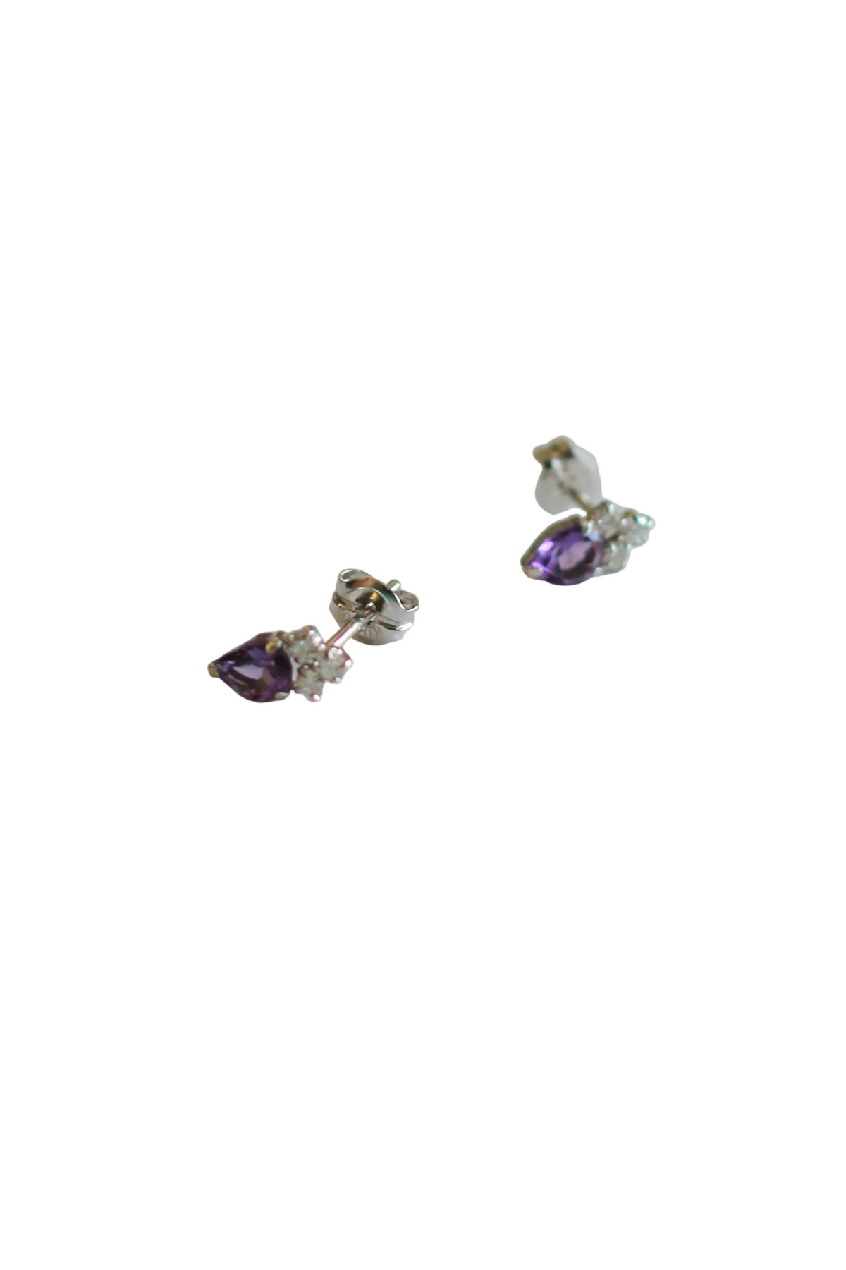 Aros Amatista y Diamantes 18K