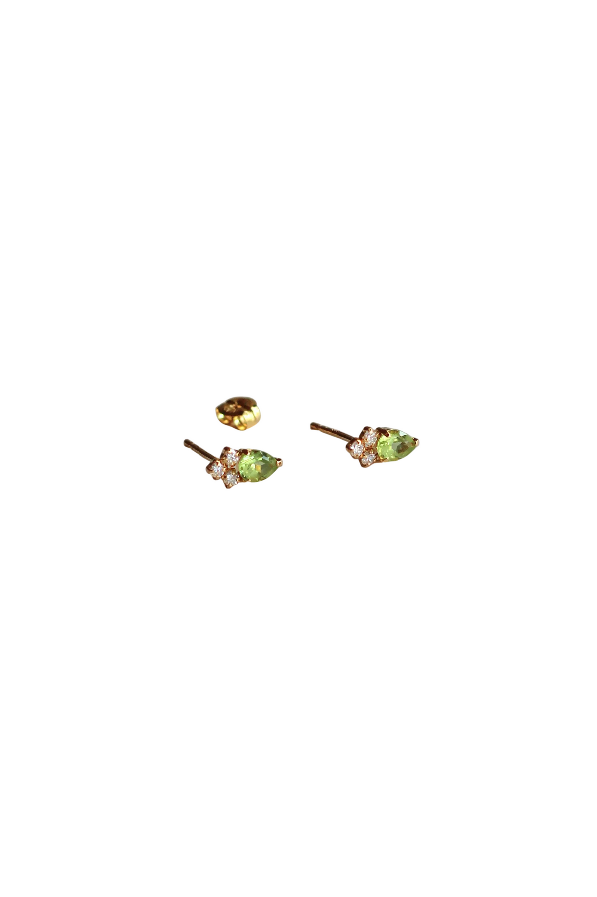 Aros Peridoto Corte Pera y Diamantes