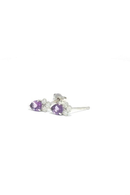 Aros Amatista y Diamantes 18K